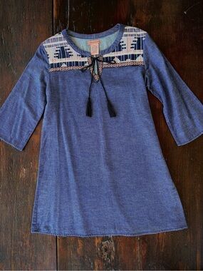 Flying Tomato Indigo Boho Tassel Dress